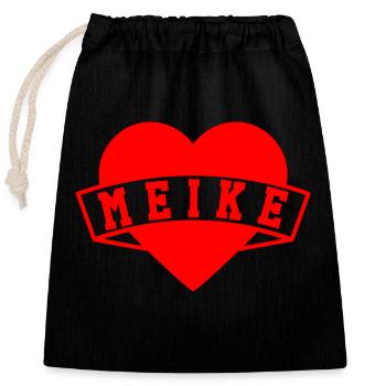 Meike Herzen - Sac cadeau en coton avec cordon (25 x 30 cm) - noir - Devant
