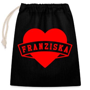 Franziska Herzen - Sac cadeau en coton avec cordon (25 x 30 cm) - noir - Devant