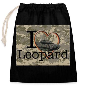 Leo - Closable cotton gift bag (25x30cm) - black - Front