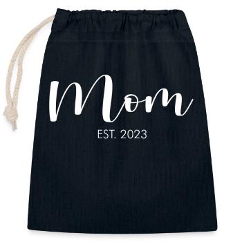 Mom est 2023 weiß Mama Mutter Muttertag - Verschließbarer Geschenkbeutel aus Baumwolle (25x30cm) - Navy - Vorne