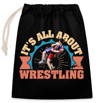 Lutte Arts martiaux Lutte Sports Lutte libre - Sac cadeau en coton avec cordon (25 x 30 cm) - noir - Devant
