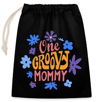 One Groovy Mommy - Closable cotton gift bag (25x30cm) - black - Front