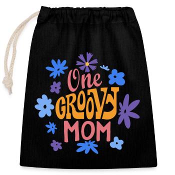 One Groovy Mom - Closable cotton gift bag (25x30cm) - black - Front