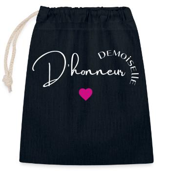 Demoiselle d'honneur - Sac cadeau en coton avec cordon (25 x 30 cm) - bleu marine - Devant