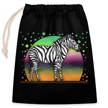 Zèbre - Sac cadeau en coton avec cordon (25 x 30 cm) - noir - Devant