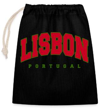 Lisbon - Closable cotton gift bag (25x30cm) - black - Front