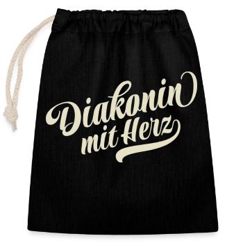 Diakonin mit Herz - Motivation und Erfolg - Verschließbarer Geschenkbeutel aus Baumwolle (25x30cm) - Schwarz - Vorne
