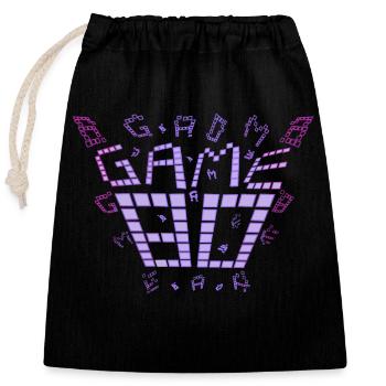 game 80s design purple - Verschließbarer Geschenkbeutel aus Baumwolle (25x30cm) - Schwarz - Vorne