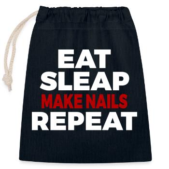 Eat Sleap Make Nails Repeat Nagelstudio Nails - Verschließbarer Geschenkbeutel aus Baumwolle (25x30cm) - Navy - Vorne