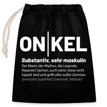 Definition von Onkel - Verschließbarer Geschenkbeutel aus Baumwolle (25x30cm) - Schwarz - Vorne