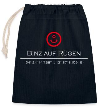 Binz auf Rügen - Verschließbarer Geschenkbeutel aus Baumwolle (25x30cm) - Navy - Vorne