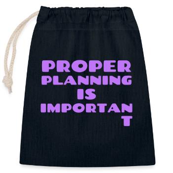 Proper Planning - Closable cotton gift bag (25x30cm) - navy - Front