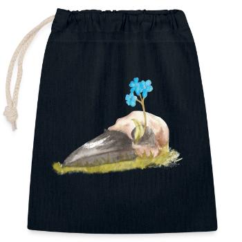 Goth Goblincore Bird Skull Aquarelle Peinture - Sac cadeau en coton avec cordon (25 x 30 cm) - bleu marine - Devant