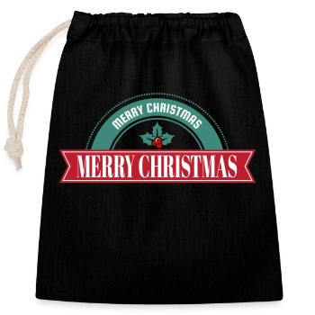 Merry Christmas - Sac cadeau en coton avec cordon (25 x 30 cm) - noir - Devant