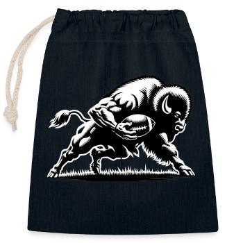Büffel spielt American Football - Verschließbarer Geschenkbeutel aus Baumwolle (25x30cm) - Navy - Vorne