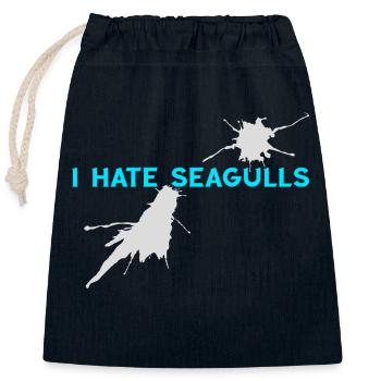 I hate Seagulls Seemöwe Kapitän Hafenmeister Boot - Verschließbarer Geschenkbeutel aus Baumwolle (25x30cm) - Navy - Vorne