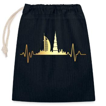 Heartbeat Dubai - Closable cotton gift bag (25x30cm) - navy - Front