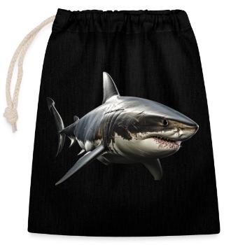 Great White Shark - Closable cotton gift bag (25x30cm) - black - Front
