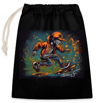 Skate - Closable cotton gift bag (25x30cm) - black - Front