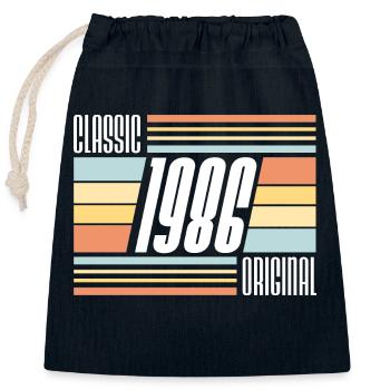 Classic 1986 Original Year of Birth Vintage 80s - Closable cotton gift bag (25x30cm) - navy - Front