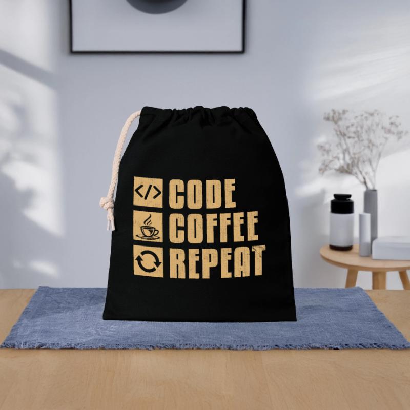 Café Codage Programmeur Codeur Développeur Nerd Coff Sac cadeau en coton avec cordon (25 x 30 cm)