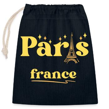 Paris France Retro Vintage - Sac cadeau en coton avec cordon (25 x 30 cm) - bleu marine - Devant