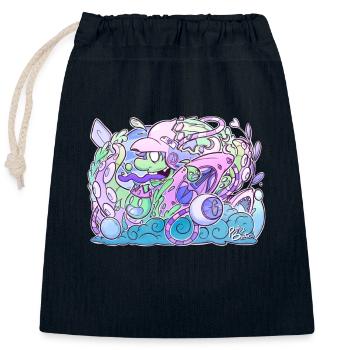 Paddling Acid Drop - Closable cotton gift bag (25x30cm) - navy - Front