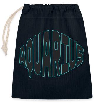 AQUARIUS - Closable cotton gift bag (25x30cm) - navy - Front