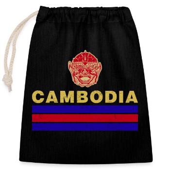 Drapeau national du Cambodge Culture khmère - Sac cadeau en coton avec cordon (25 x 30 cm) - noir - Devant