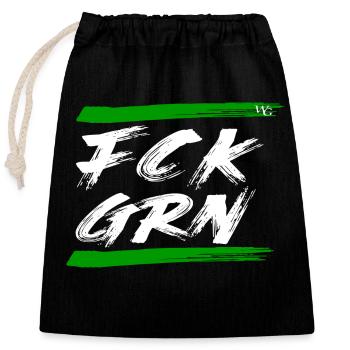 FCK GRN Weiß - Verschließbarer Geschenkbeutel aus Baumwolle (25x30cm) - Schwarz - Vorne