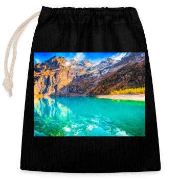 LAC DES ALPES - Sac cadeau en coton avec cordon (25 x 30 cm) - noir - Devant