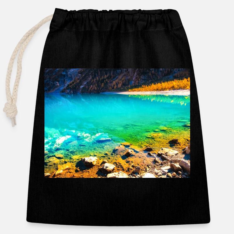 HERBST SEE - Verschließbarer Geschenkbeutel aus Baumwolle (25x30cm) - Schwarz