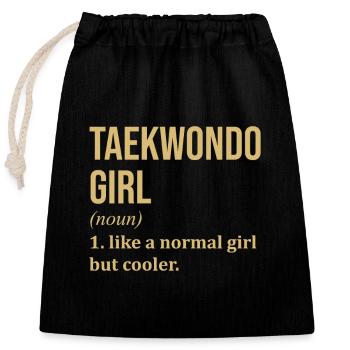 Taekwondo - Verschließbarer Geschenkbeutel aus Baumwolle (25x30cm) - Schwarz - Vorne
