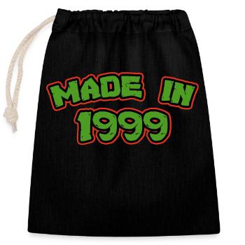 Fabriqué en 1999 - Sac cadeau en coton avec cordon (25 x 30 cm) - noir - Devant