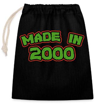 Fabriqué en 2000 - Sac cadeau en coton avec cordon (25 x 30 cm) - noir - Devant