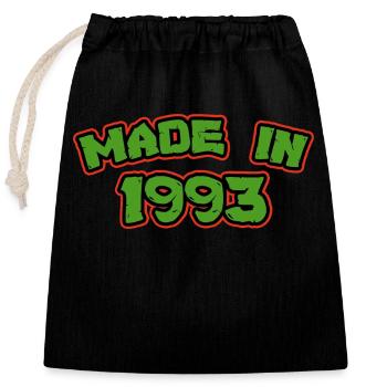 Fabriqué en 1993 - Sac cadeau en coton avec cordon (25 x 30 cm) - noir - Devant