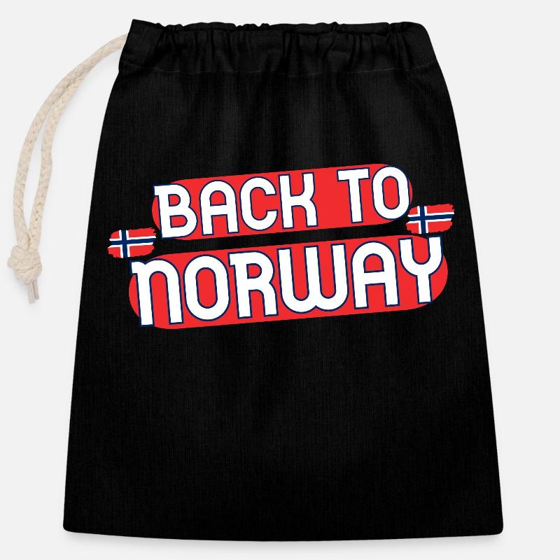 Back to Norway - Verschließbarer Geschenkbeutel aus Baumwolle (25x30cm) - Schwarz