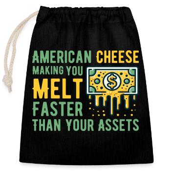 American Cheese & Assets Melt Fun - Sac cadeau en coton avec cordon (25 x 30 cm) - noir - Devant