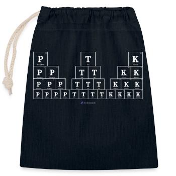 P T K (tissus foncés) - Sac cadeau en coton avec cordon (25 x 30 cm) - bleu marine - Devant
