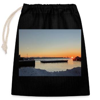Lofoten-Sonnenuntergang - Verschließbarer Geschenkbeutel aus Baumwolle (25x30cm) - Schwarz - Vorne