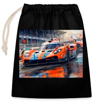 Car Racing - Closable cotton gift bag (25x30cm) - black - Front