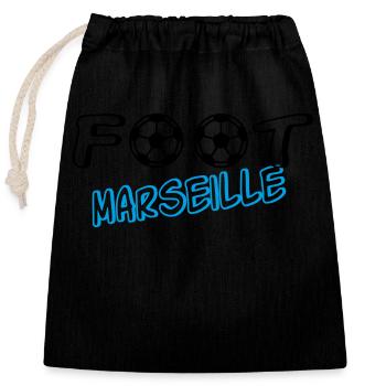 Fuß Marseille - Verschließbarer Geschenkbeutel aus Baumwolle (25x30cm) - Schwarz - Vorne