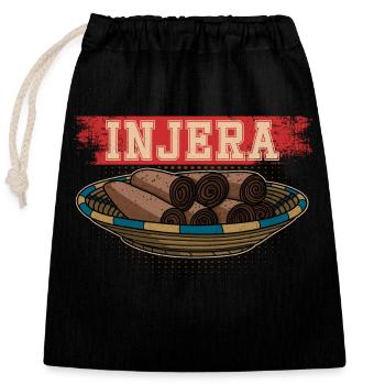 Injera eritrische Küche Essen Brot Backen - Verschließbarer Geschenkbeutel aus Baumwolle (25x30cm) - Schwarz - Vorne