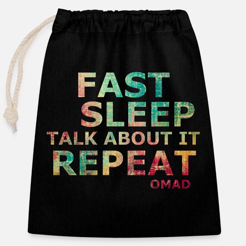 Fast sleep talk about it repeat OMAD - Closable cotton gift bag (25x30cm) - black