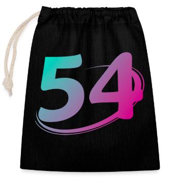 Number 54 multicolor - Closable cotton gift bag (25x30cm) - black - Front