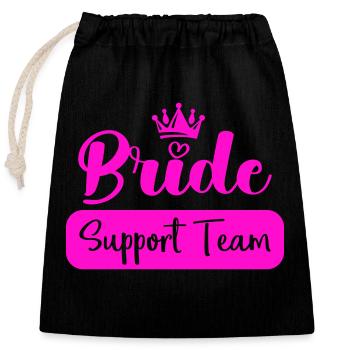 Équipe de soutien à la mariée - Sac cadeau en coton avec cordon (25 x 30 cm) - noir - Devant