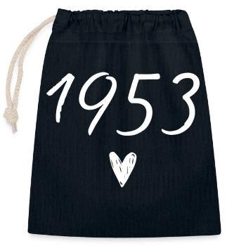Herzgeburtstag 1953 - Verschließbarer Geschenkbeutel aus Baumwolle (25x30cm) - Navy - Vorne