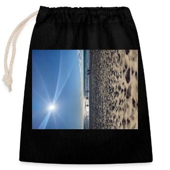 Soleil et océan - Sac cadeau en coton avec cordon (25 x 30 cm) - noir - Devant