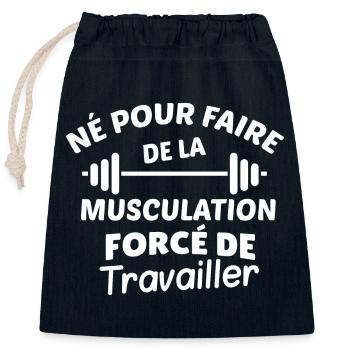 Slogan Musculation & Travail - Sac cadeau en coton avec cordon (25 x 30 cm) - bleu marine - Devant