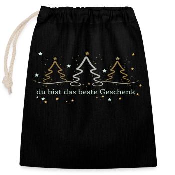 You're the best gift, Christmas - Closable cotton gift bag (25x30cm) - black - Front